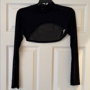 Club Exx Mesh Black Sheer Long Sleeve Crop Top